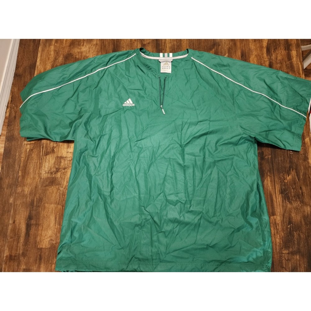 Adidas Men's Size U.S. XL Green 1/4 zip Short Sleeve Pull-Over Jersey